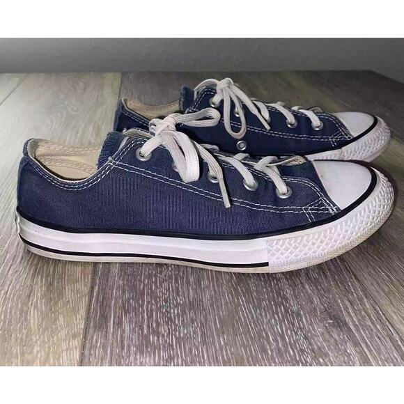 Converse All Star Blue Canvas Lace Up Low Top Sneaker Shoes Youth US Size 2.5 - Picture 1 of 10